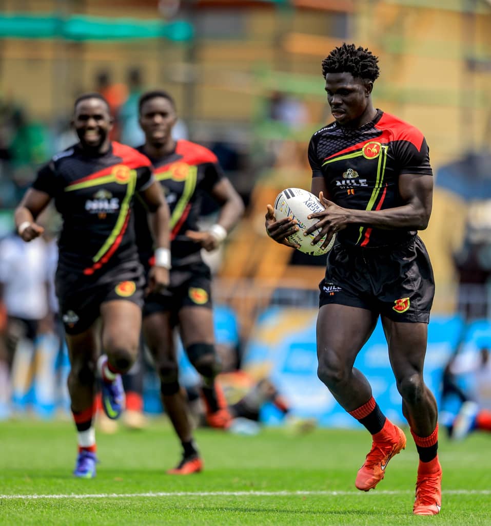 Ugandan rugby players competing in a match, covered by RugbyCare's insurance