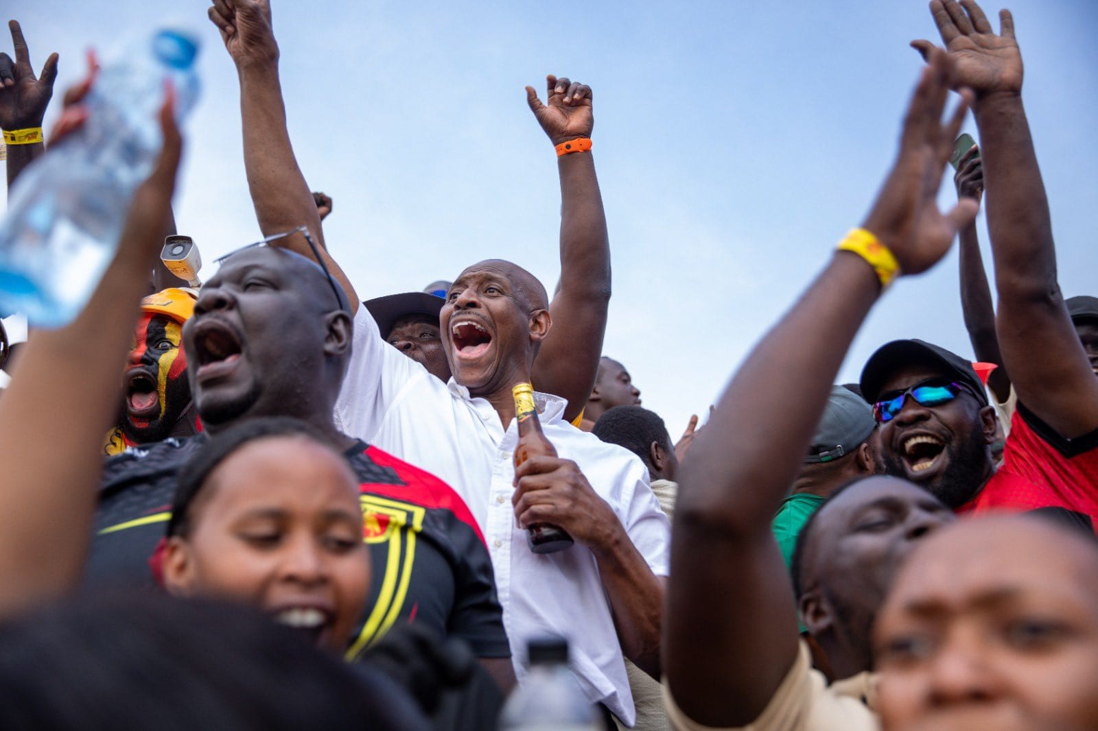 Rugby fans cheering